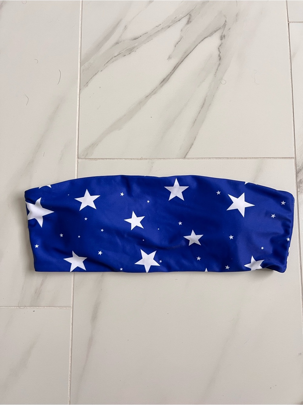 Blue Star Print Bandeau Bikini Top